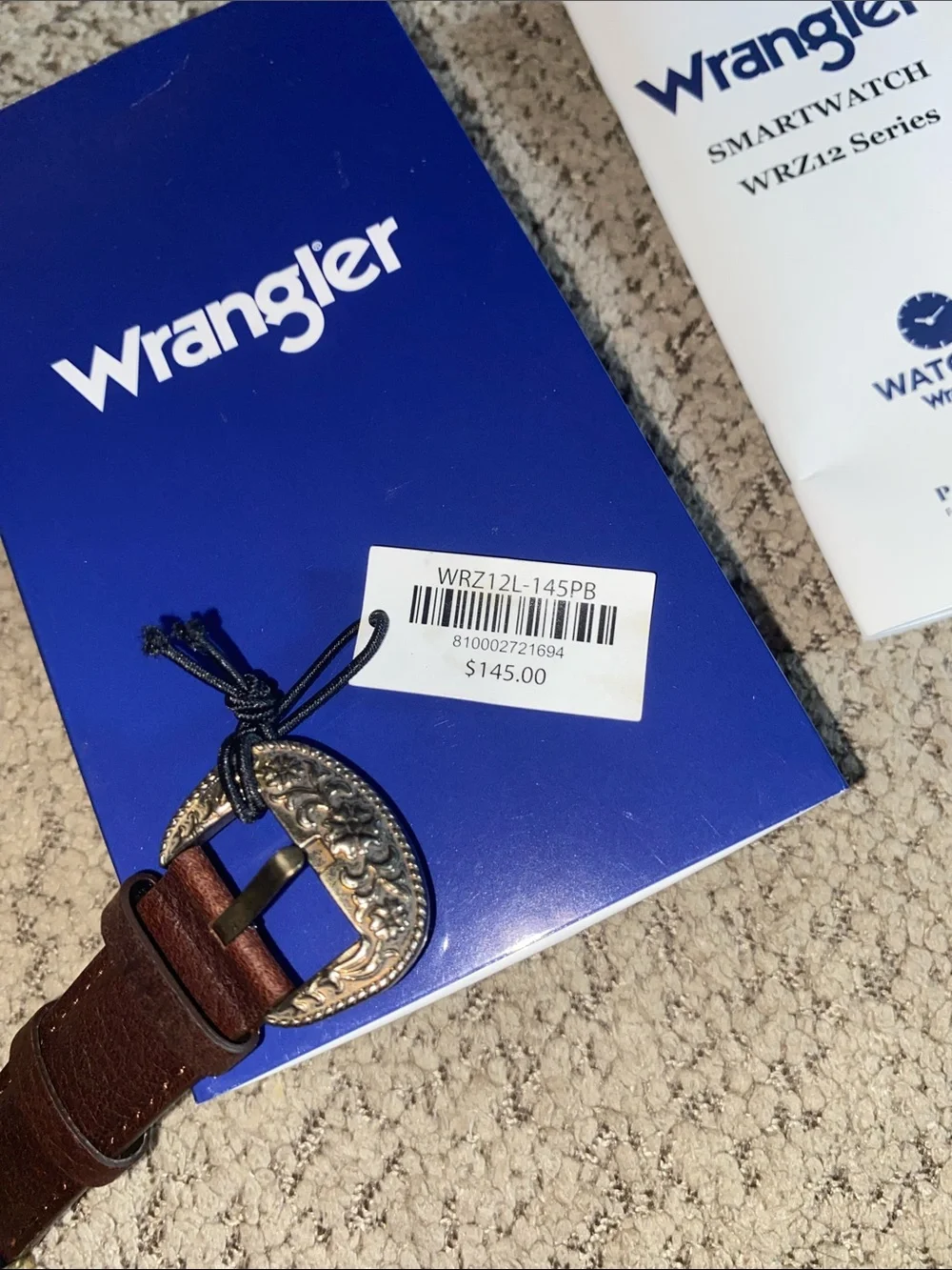 🆕 Wrangler Smart Watch Square Antique Leather Android IPhone iOS 13+ Compatible